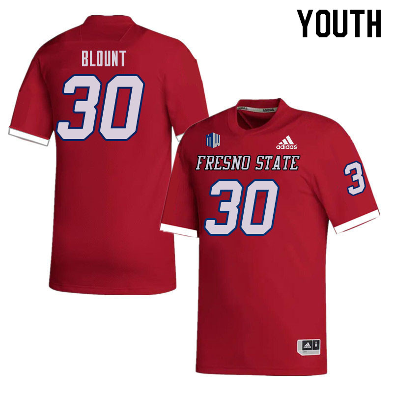 Youth #30 Tanner Blount Fresno State Bulldogs College Football Jerseys Sale-Red - Click Image to Close
